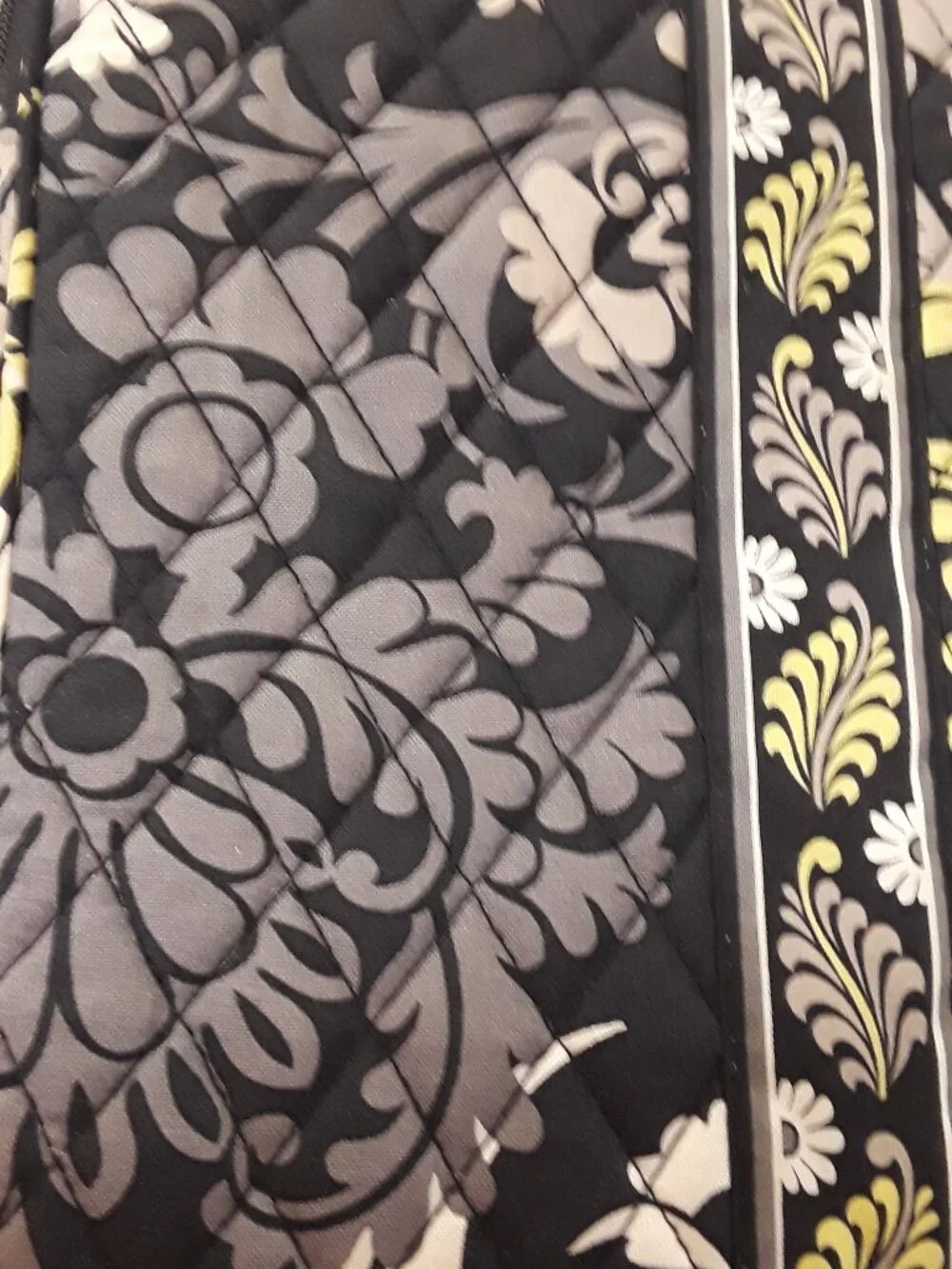 Vera Bradley Small Tablet e-Reader Sleeve, Quilted, Zip Case, Baroque Blk/Yellow